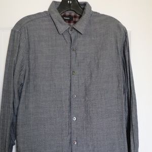 Theory 100% COTTON Grey with Plaid Button Up, Size XS